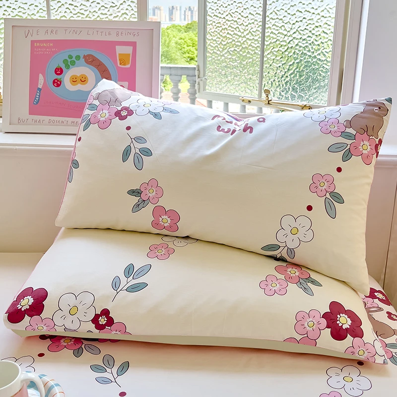 成人枕头套全棉柔软透气家用可爱卡通纯棉枕套学生宿舍单双人枕套