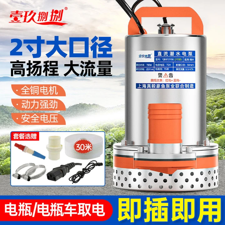 2寸48V60V通用款电瓶直流潜水泵户外抽水泵【220V电禁用】