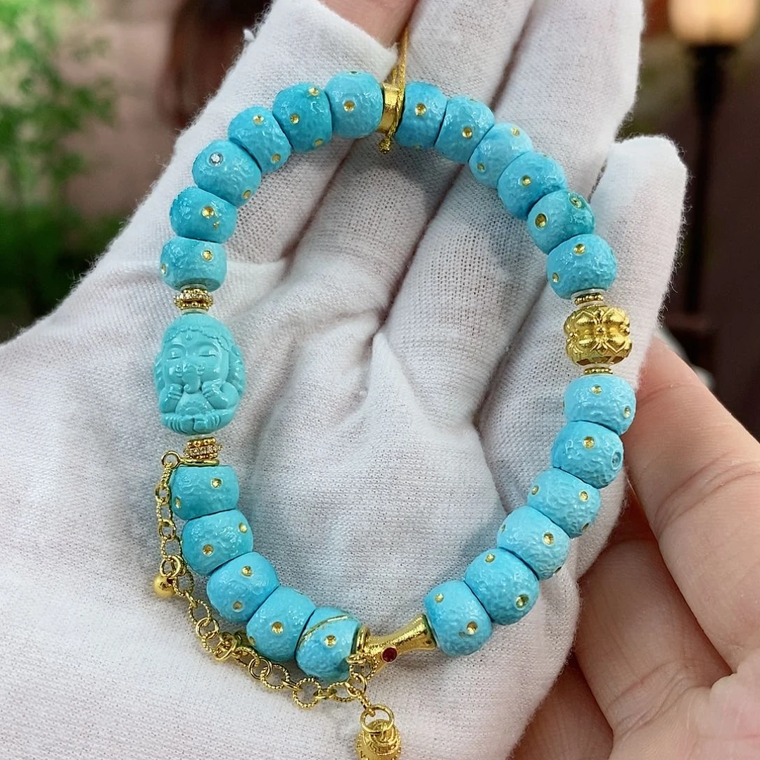 绿松石珠宝奇石18K金镶嵌