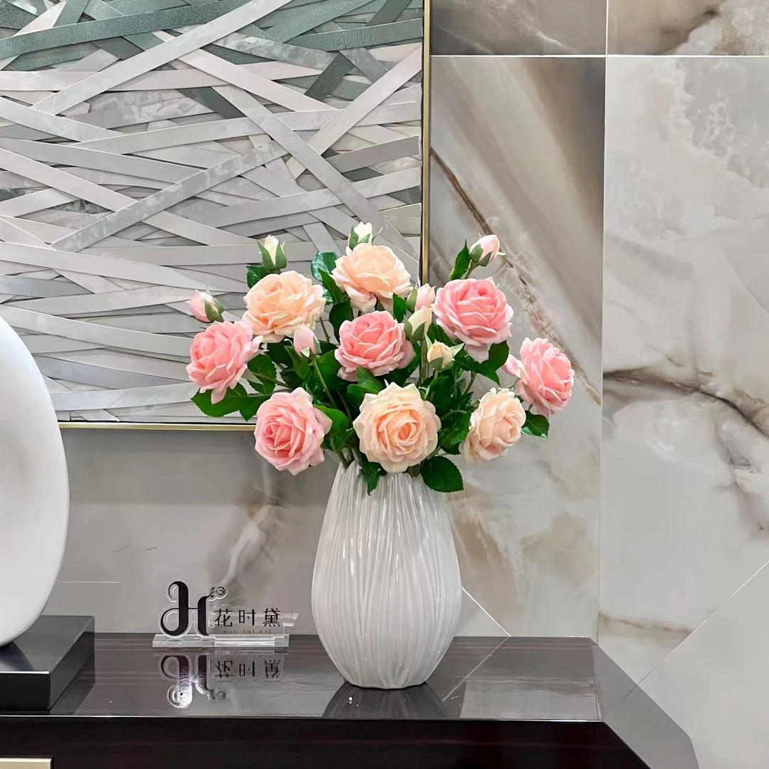 安娜玫瑰 手感仿真花客厅餐桌花家居摆件装饰绢花