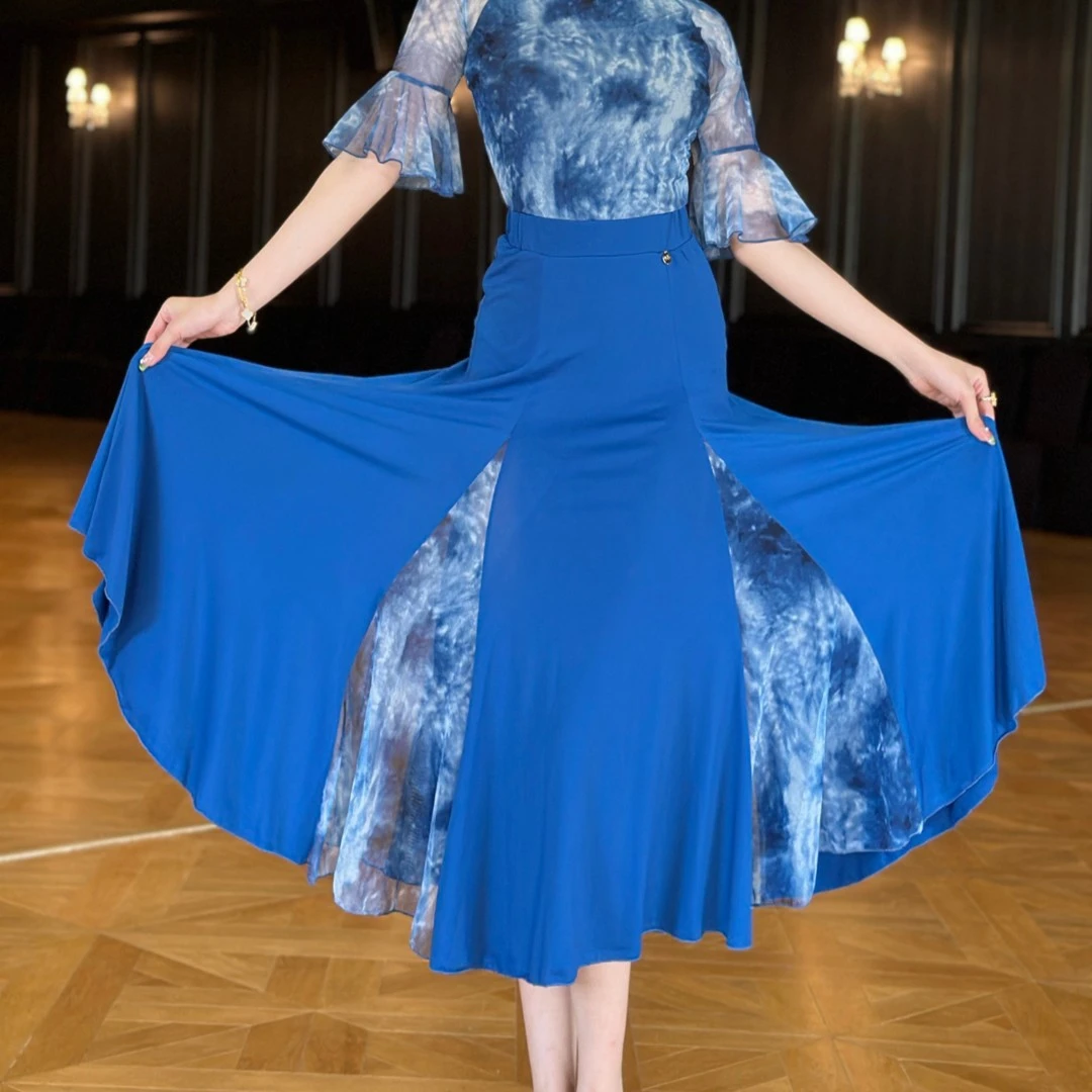 【断码清】丹珍国标半身裙新款女交谊舞摩登大摆裙M5-38