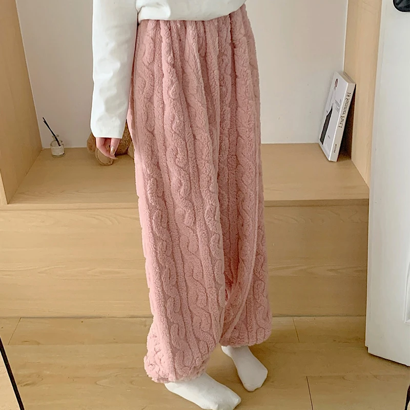 大码睡裤女200-300斤珊瑚绒爆款胖mm宽松秋冬暖暖裤保暖裤家居裤