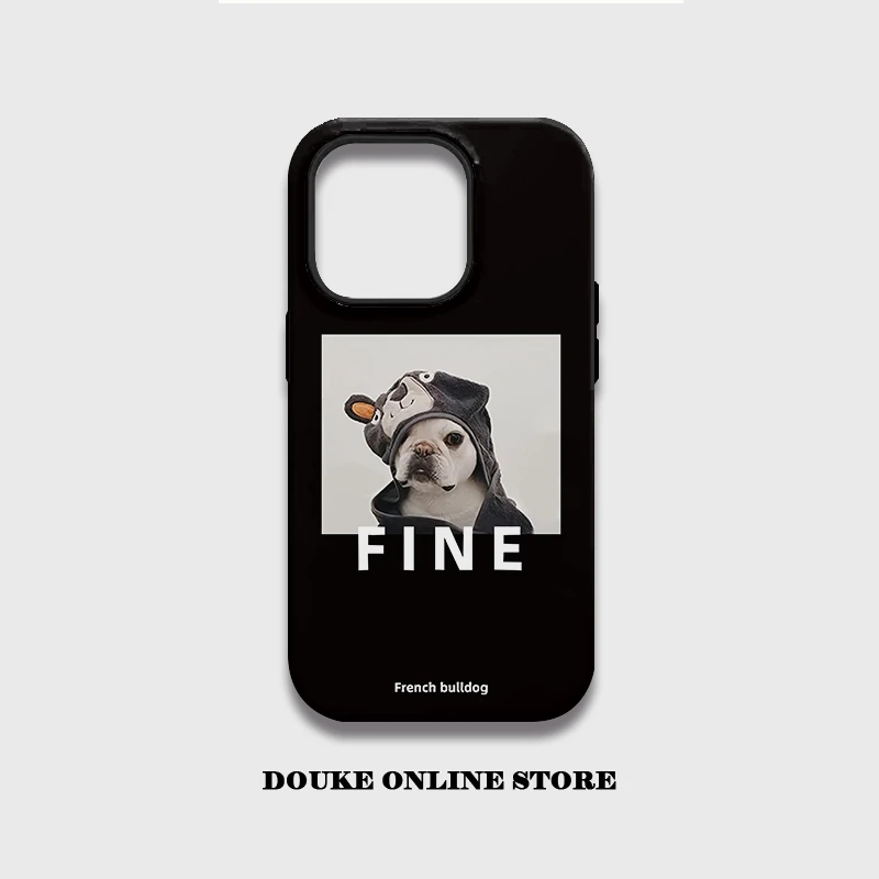 斗牛犬适用苹果15promax手机壳iphone16男14防摔11创意13全包12男