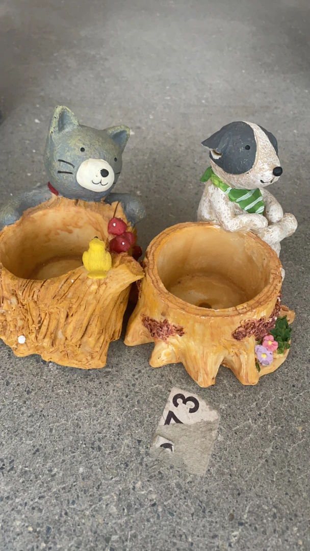 创意小猫小狗花盆摆件