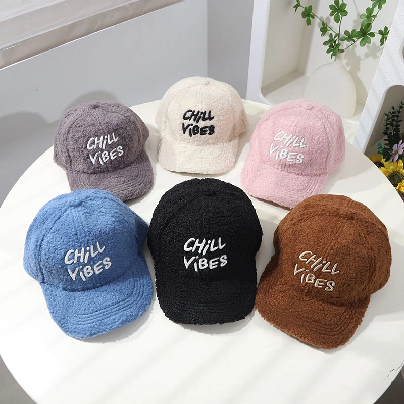 儿童棒球帽男秋冬季韩版厚实毛绒保暖休闲刺绣儿童鸭舌帽女中大童