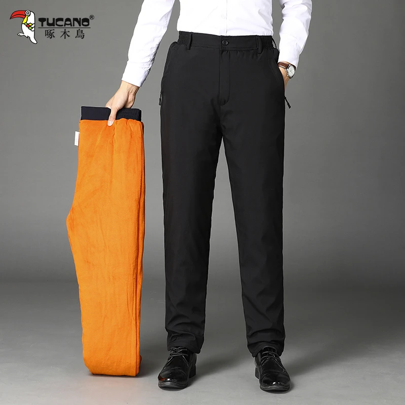 啄木鸟服饰棉裤男冬季三层加绒加厚超柔绒松紧腰宽松防风棉裤大码