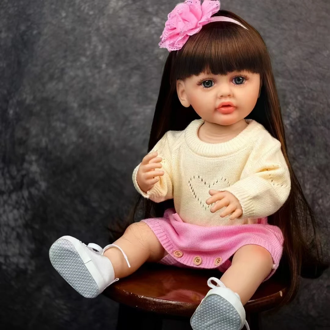 中文对话米粉毛衣55cm全搪胶重生娃娃发声款发货不发电池
