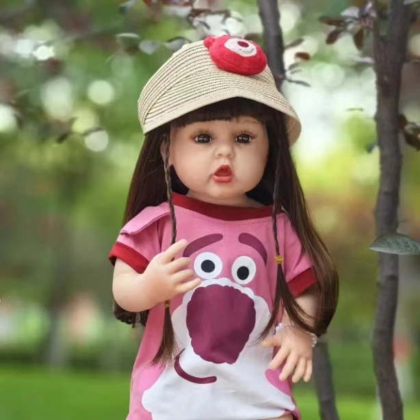 中文对话草莓熊吃手款55cm全搪胶娃娃发声款发货不发电池