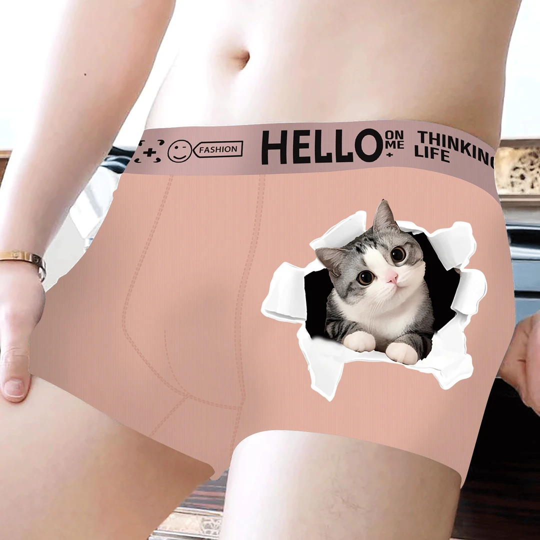 男士内裤平角裤子初中学生青年男生动漫可爱棉质个性卡通搞笑裤衩