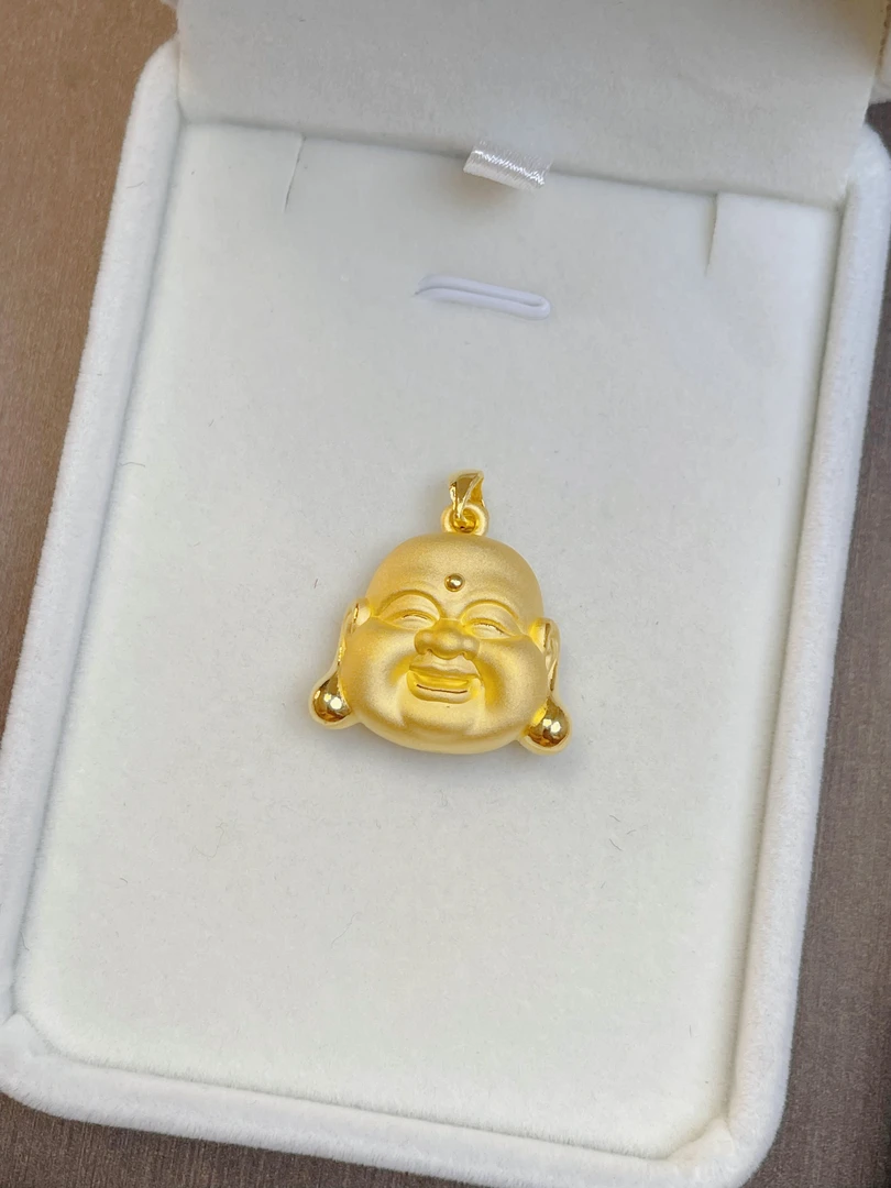 足金999弥勒佛头吊坠