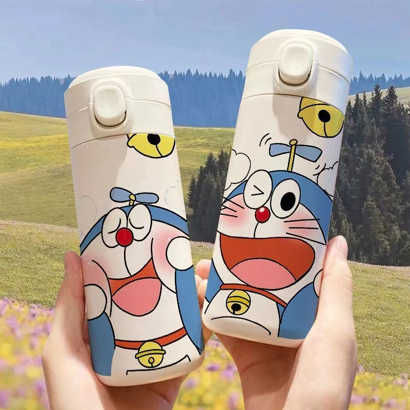 可爱保温杯哆啦A梦2023新款简约轻便携带高颜值水杯不锈钢水杯