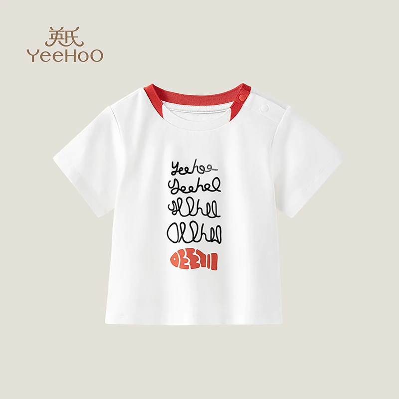 英氏童装23夏季新款短袖T恤男女宝薄款套头上衣YRTCJ2P345A