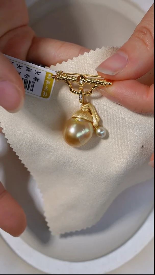 【闪购商品】海水珍珠胸针未镶嵌Y6南洋金珠设计款胸针