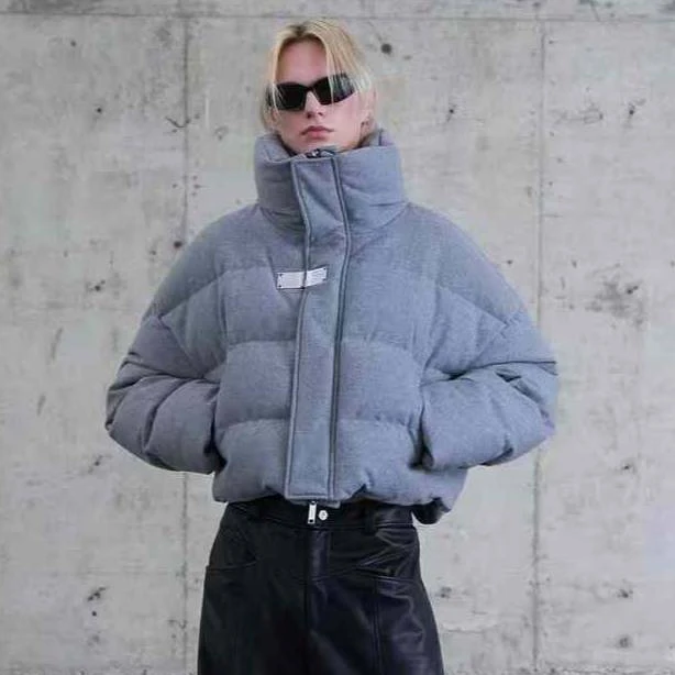 AKTK金属扣短款立领羽绒服AKTK042F115