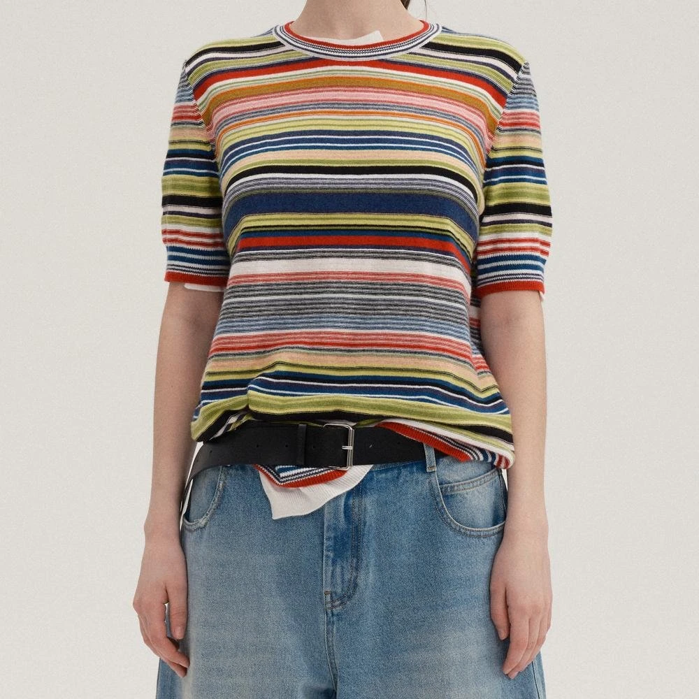 FAFAMOON彩色条纹上衣FFMN042009C