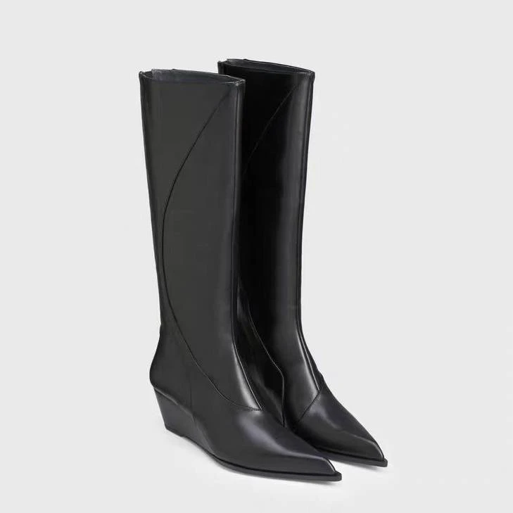 Lost in echo街头线条拼接高筒靴LOST042128D