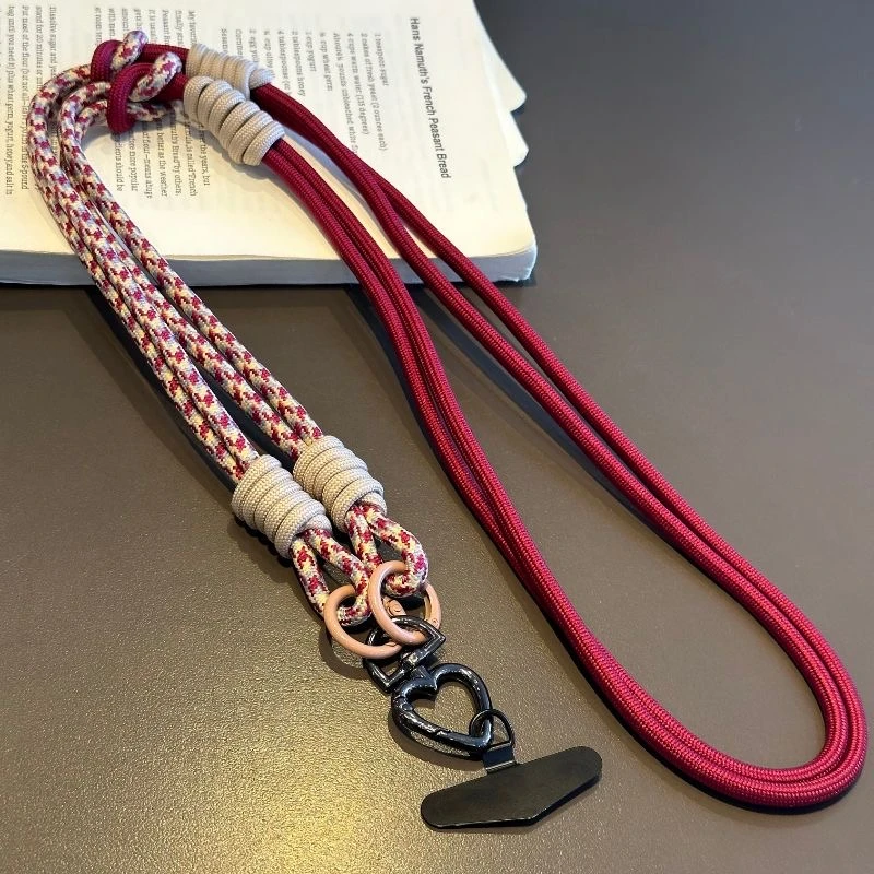 撞色双用手机壳挂绳斜挎编织可背带挂脖手腕撞色结实耐用夹片防丢