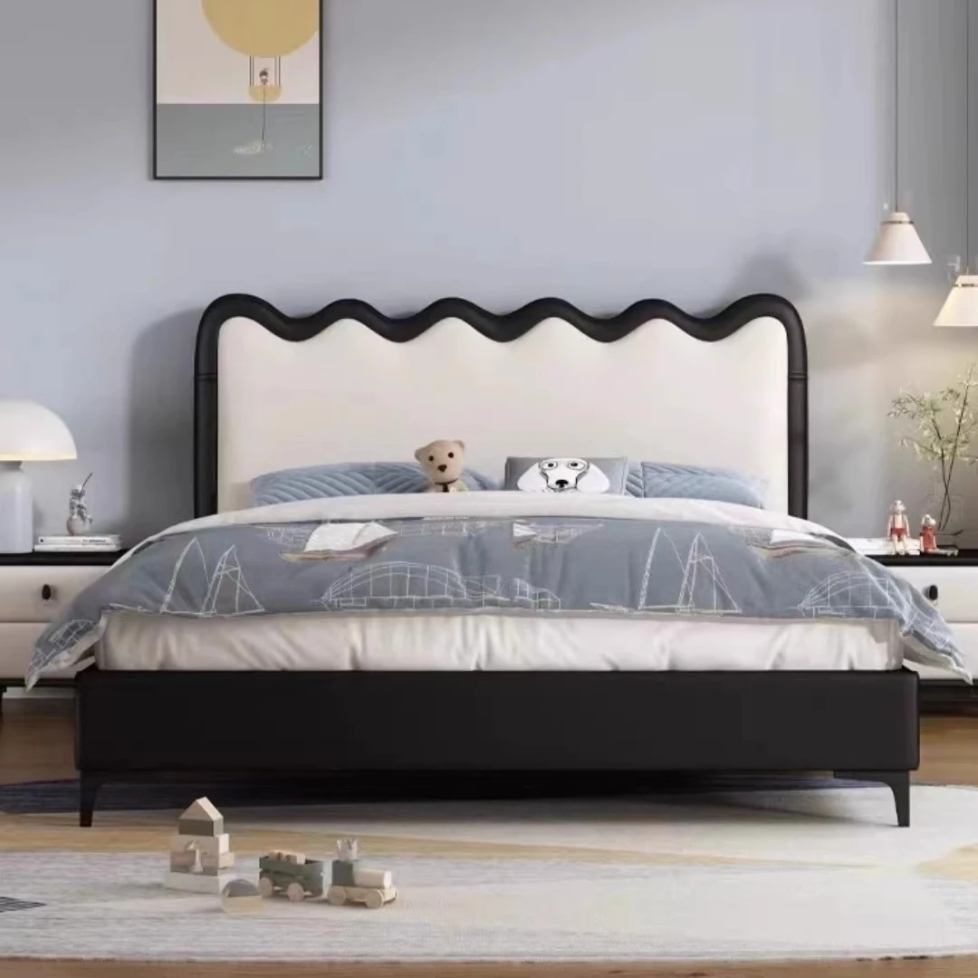 涟漪波浪儿童床女孩儿童房公主床简约男孩青少年学生皮床居家好物