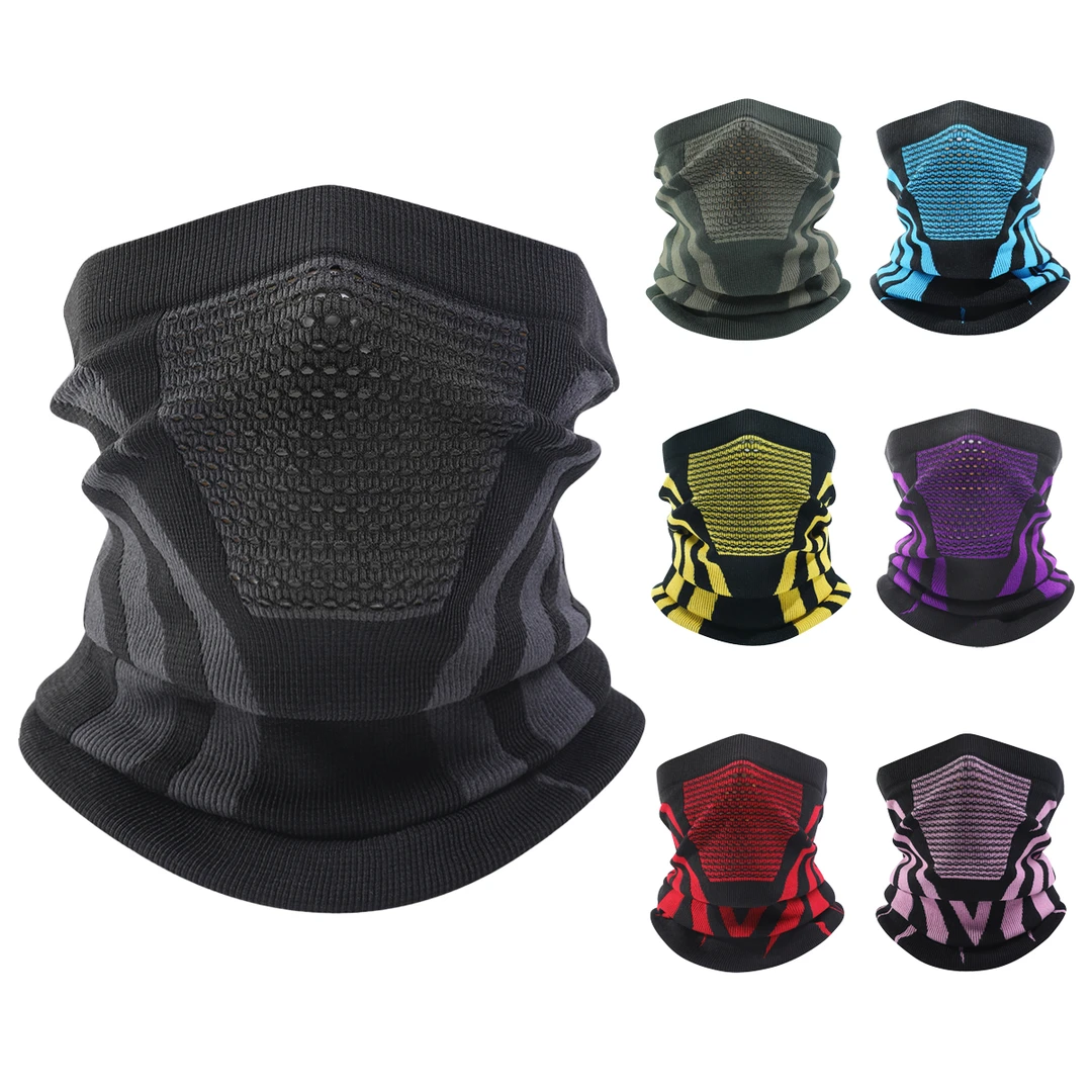 护脸防寒跑步针织面罩春秋冬季骑行围脖防风套头弹力透气滑雪脖套