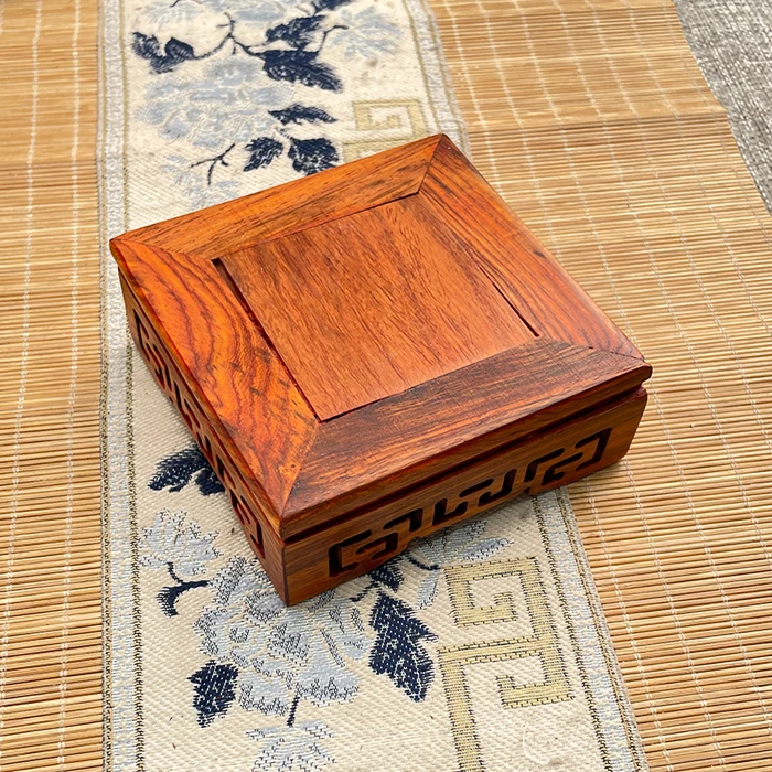 花正方回纹小底座10X10新中式摆件桌面