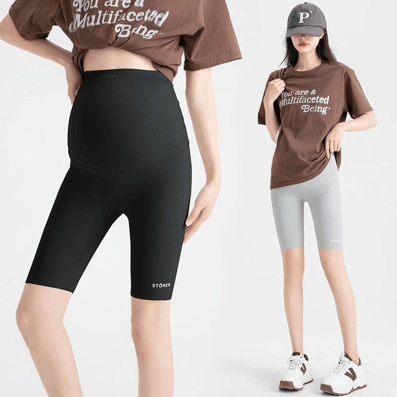 孕妇打底裤夏季外穿五分裤中裤时尚鲨鱼皮夏天瑜伽安全裤短裤夏装