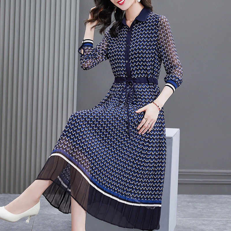 雪纺碎花连衣裙女春夏KA216928法式长裙气质高端印花长款裙子