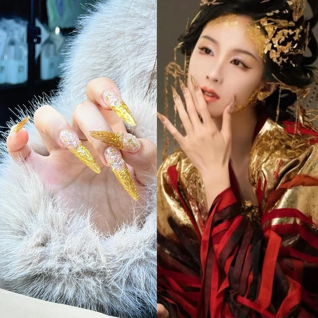 镜妖穿戴甲宫廷风美甲贴显白贵气手工穿戴甲