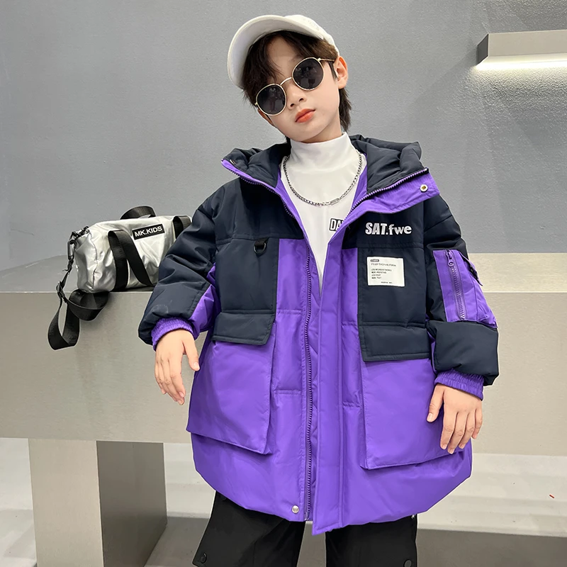 《XZ》23340男童冬季羽绒服2023新款加厚外套儿童冬装90白鸭绒上衣
