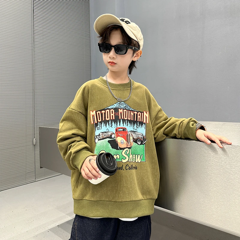 【优妈】男童秋装美式卫衣秋季新款中大童韩版儿童酷帅上衣潮23383