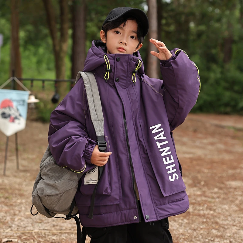 男童羽绒服外套冬季2024新款儿童男孩大童加厚工装羽绒服1574