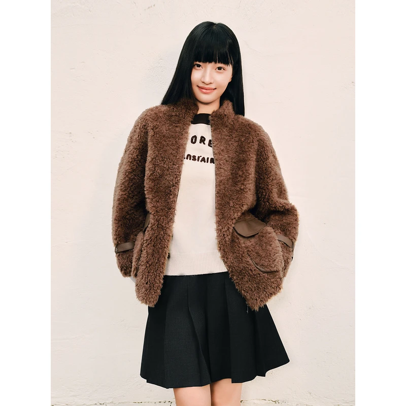 【泰迪熊】Goodland美地女装冬季新款复古立领毛呢外套LC64510020