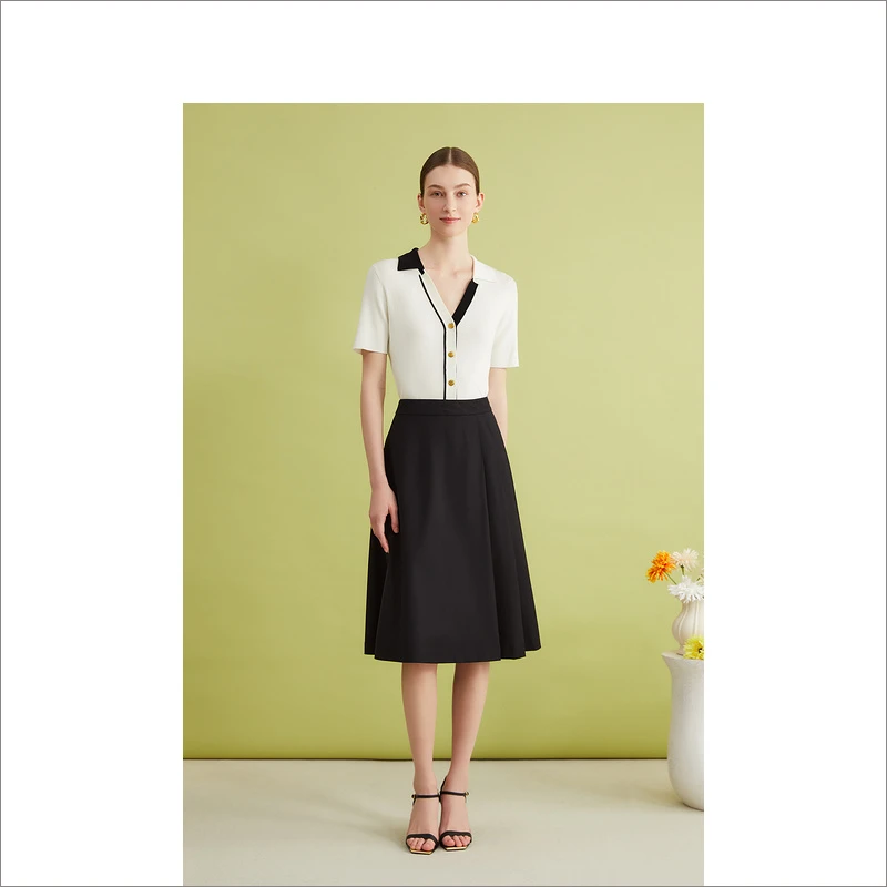 YINER音儿夏季新款撞色海鸥领毛针织衫8C64206236