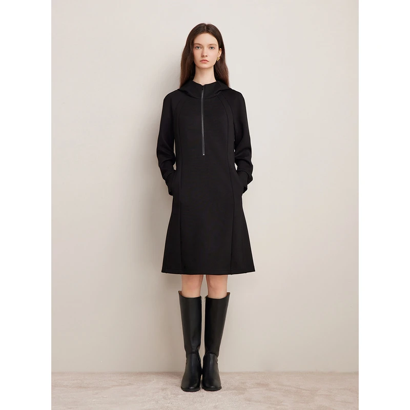 Goodland美地时尚休闲连帽百搭简约设计师连衣裙LC34505230