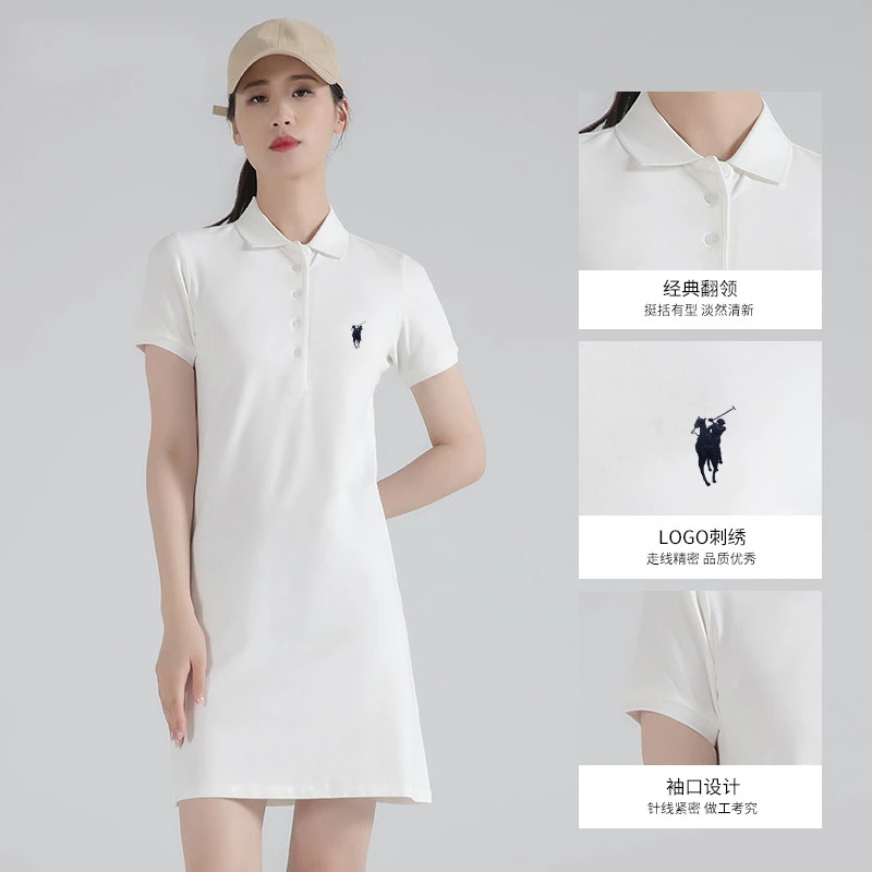 夏季女士气质短袖连衣裙遮肉显瘦翻领polo裙休闲运动裙PL03Q33343