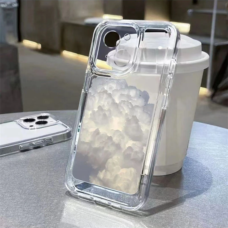 朵朵白云苹果14手机壳iPhone15/15Promax防摔12简约11太空壳7/13