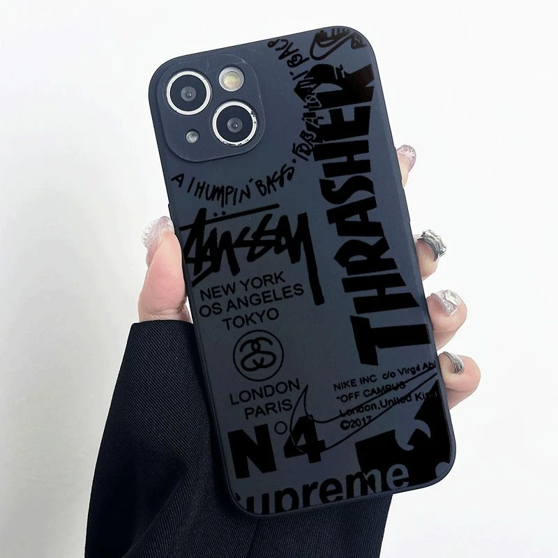 潮牌英文iPhone15plus手机壳苹果14promax硅胶12Pro防摔11全包软x
