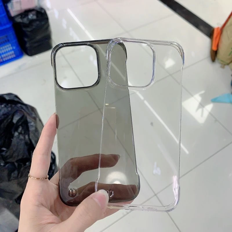 新款苹果15promax透黑x无边框iPhone14Pro透明超薄12简约13防摔11