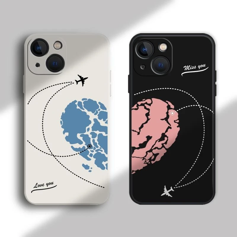 爱心地图iPhone15plus情侣手机壳苹果14promax小众13Pro高级12软x