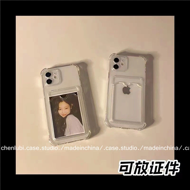 高级感苹果14plus手机壳卡套iPhone15可放照片12硅胶软11创意/13