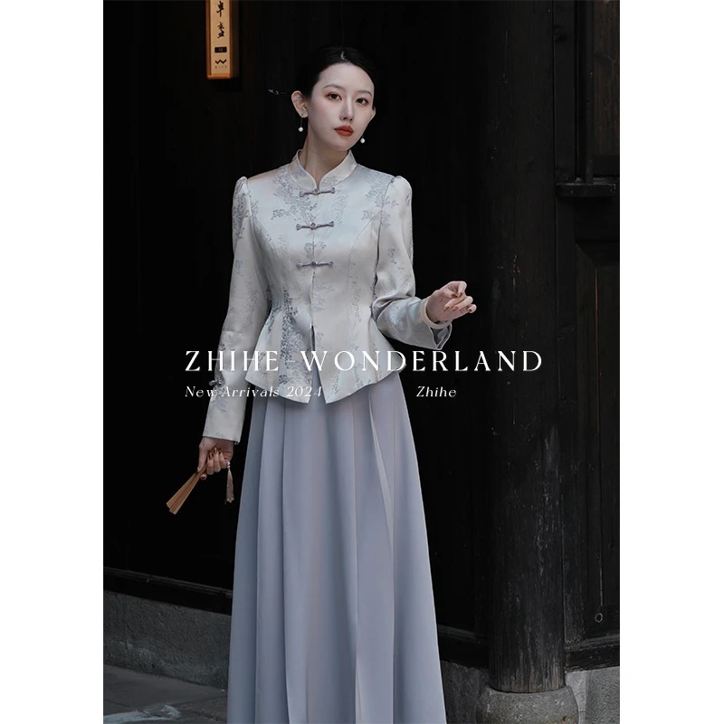 无艳一禾【玉楼春】人棉新中式矜贵感上衣+设计感半裙