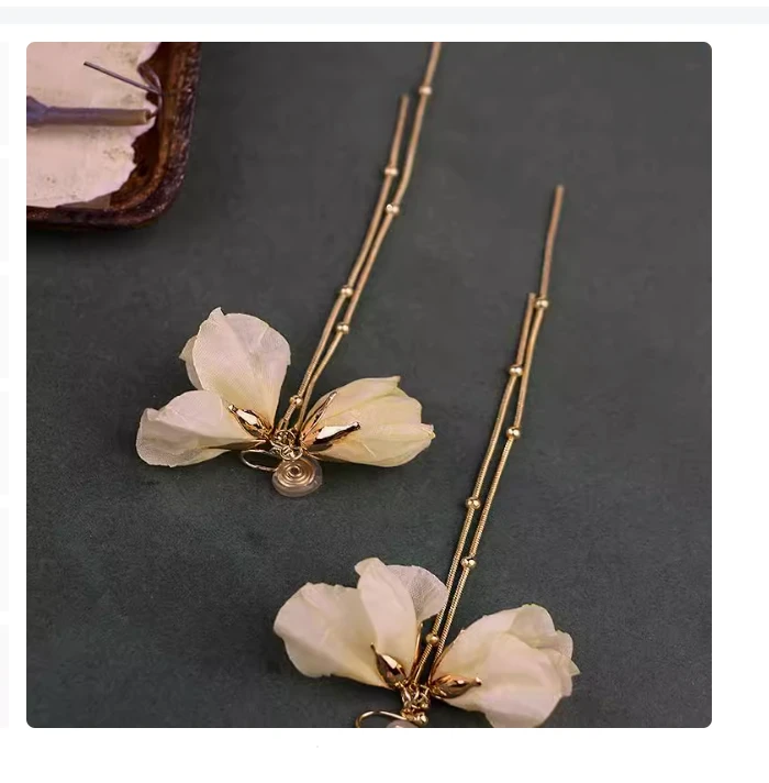 合金布艺耳饰 无艳一禾 花花气质百搭耳饰YHSC024167