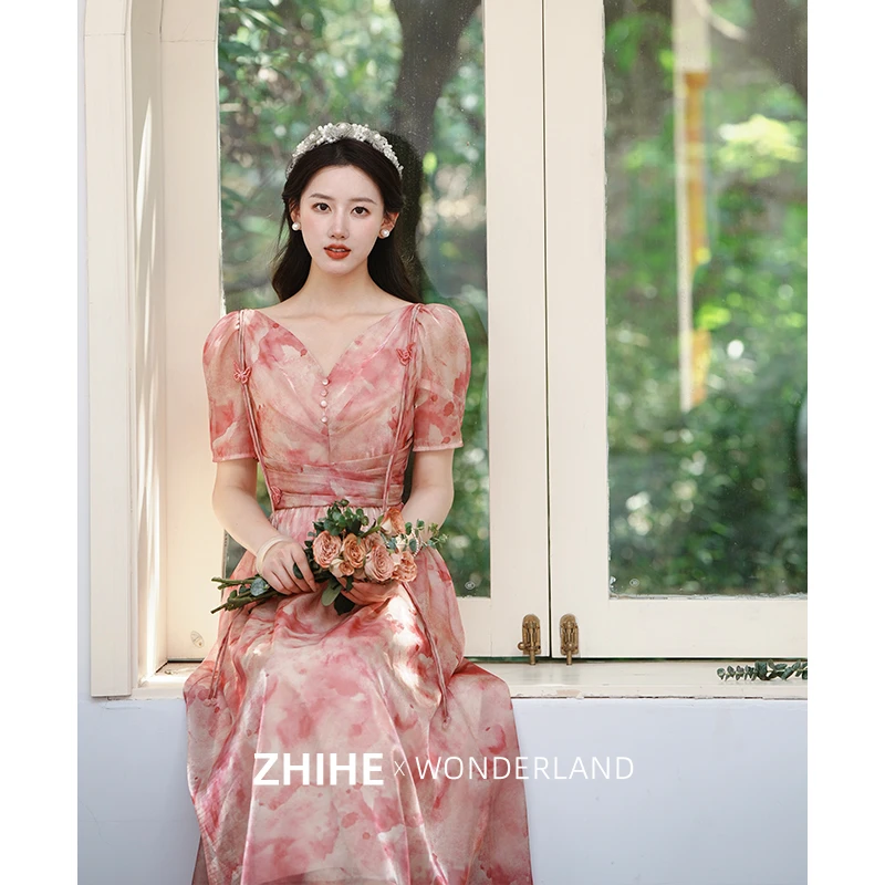 至禾Wonderland【胭脂扣】夏季法式复古小众连衣裙气质礼服女