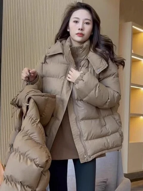 艾莱依羽绒服特大码300斤胖加厚羽绒服女2023秋冬宽松长款连帽羽