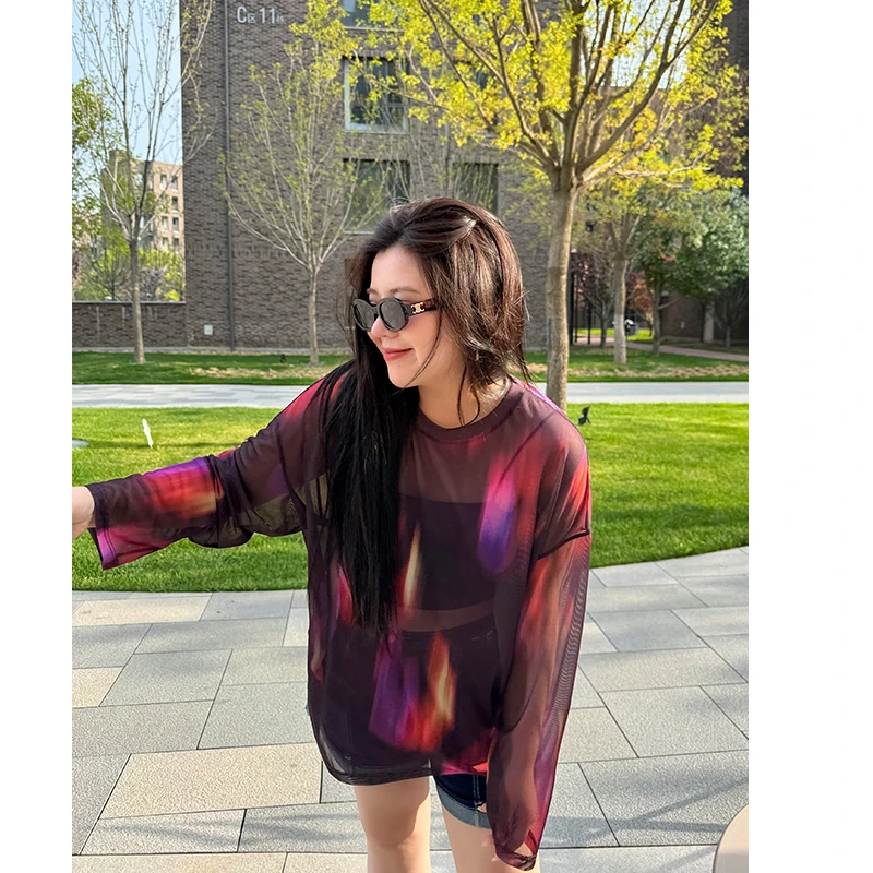 极光2.0/胖mm大码宽松网纱罩衫