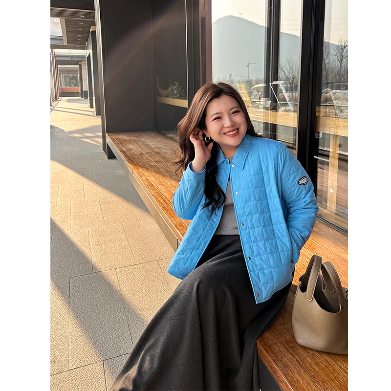 凡人歌/胖mm大码精致纯色绗缝棉服  气质款！