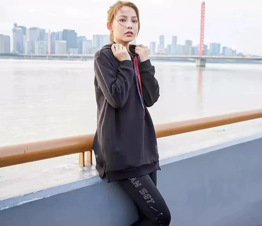 WH73021女士连帽开叉卫衣秋冬套头上衣宽松