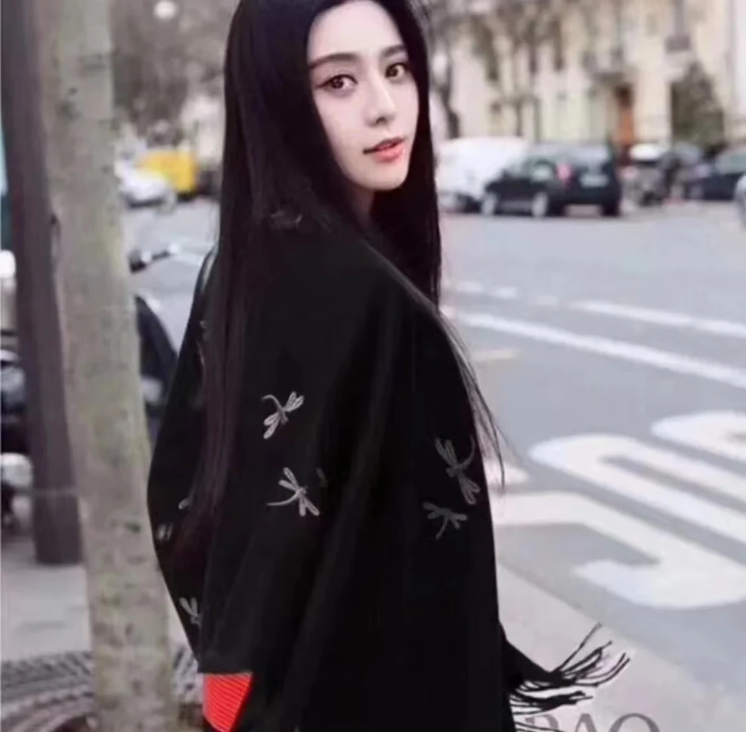 内蒙古厂家直邮刺绣蜻蜓款披肩围巾两用70X180 cm加厚外搭