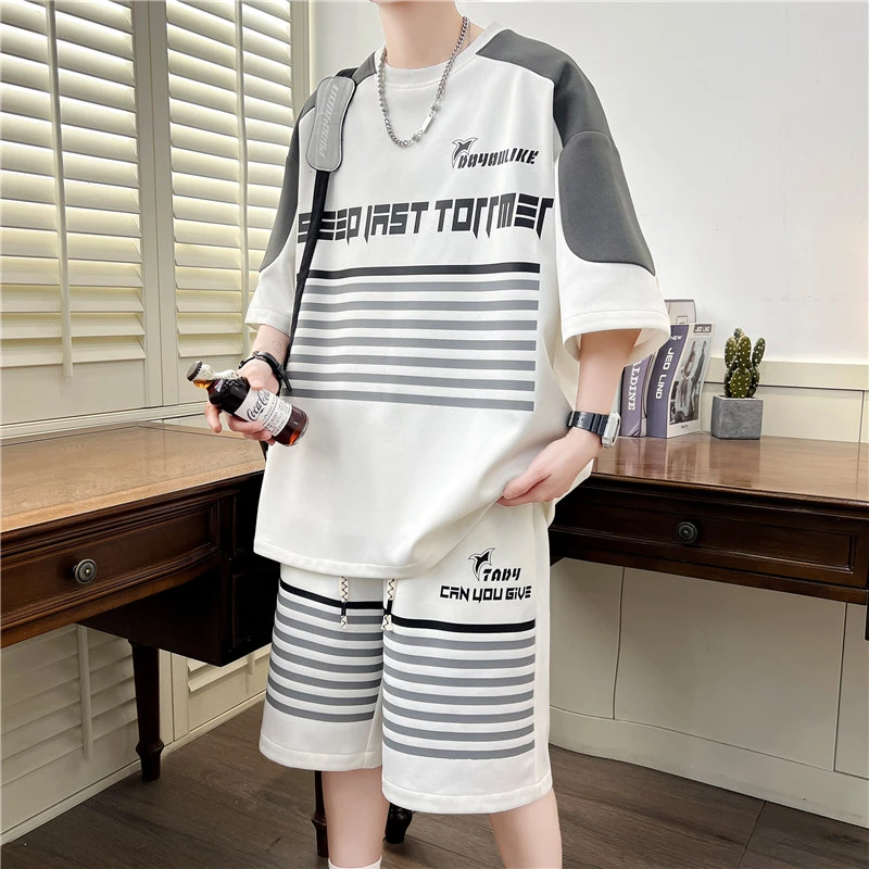 青少年夏季套装短裤运动男装帅气初高中学生潮流夏装男孩短袖t恤