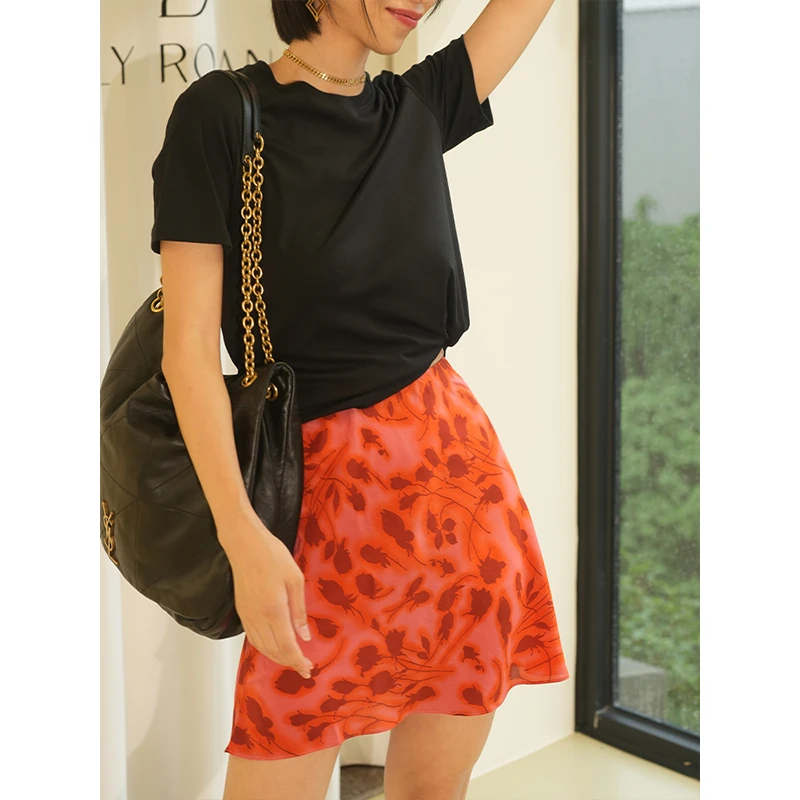 Daily Romance"燃烧玫瑰"原创桑蚕丝裸感v领长裙/半裙