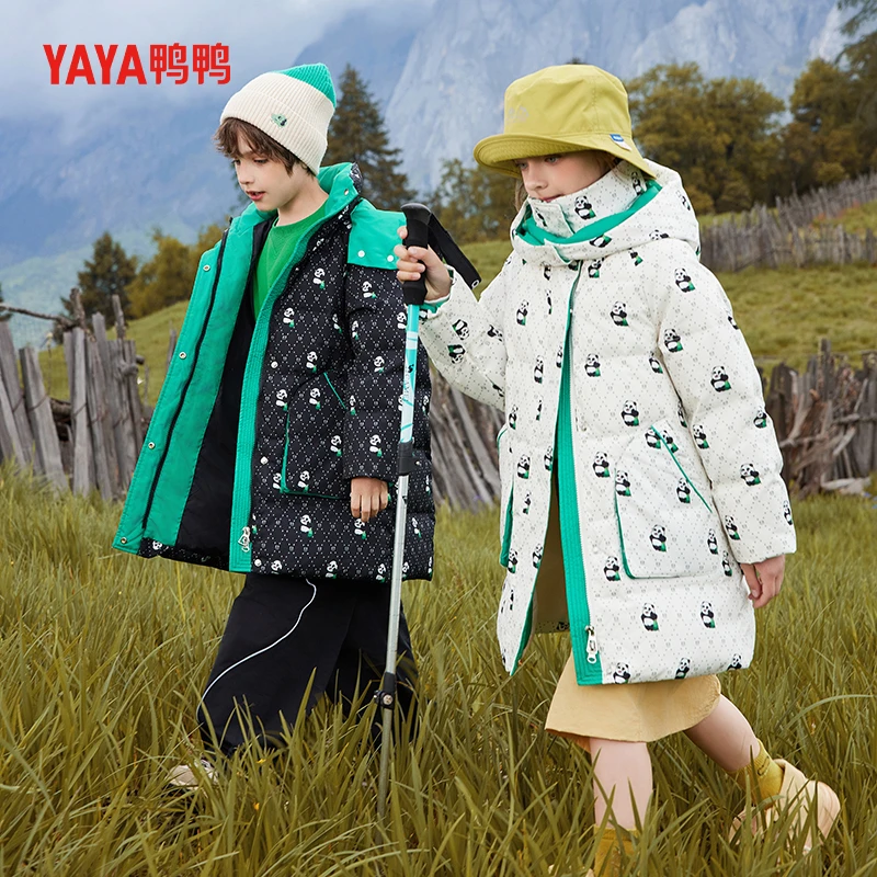 KIDS/鸭鸭儿童羽绒服中长款男童女童保暖中大童宽松连帽童装外套